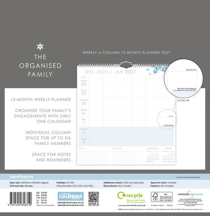 Organised Family (Geometric) WT Planner Wall Calendar 2027