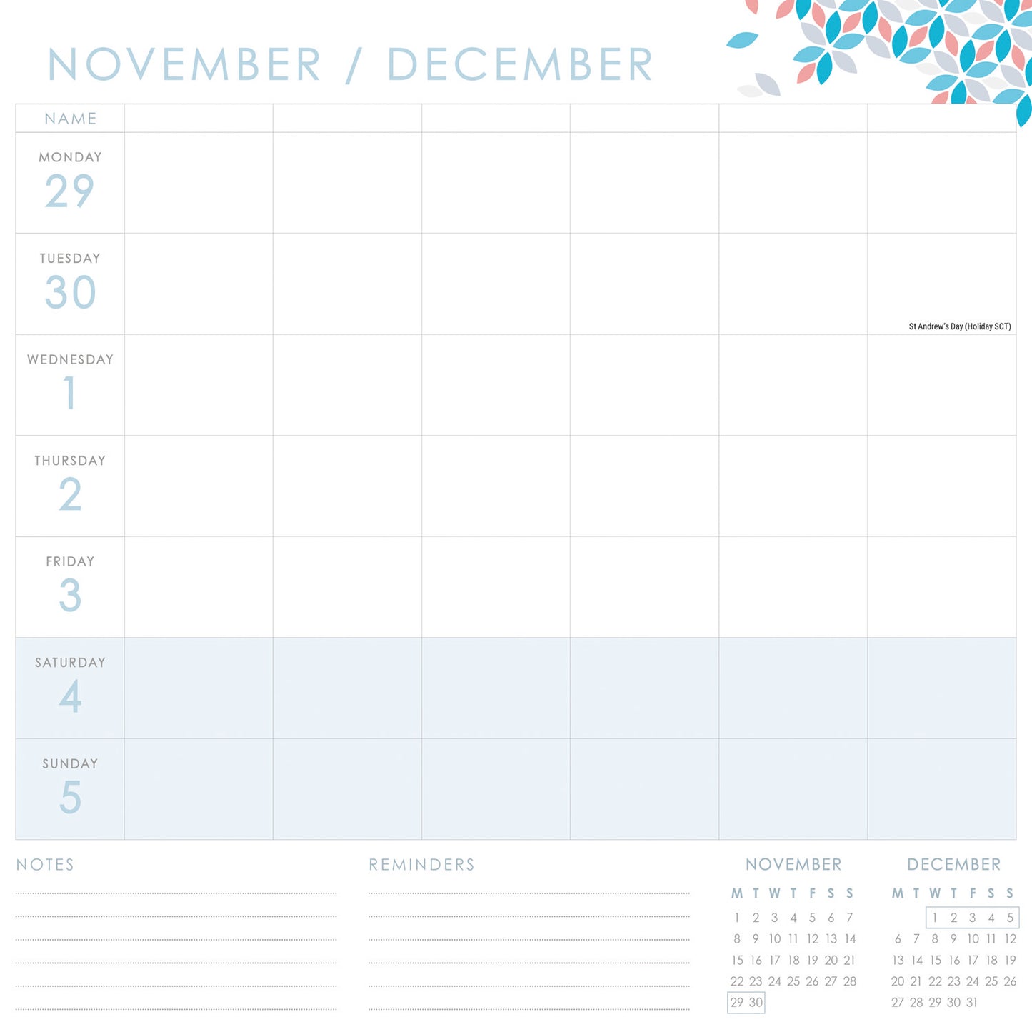 Organised Family (Geometric) WT Planner Wall Calendar 2027