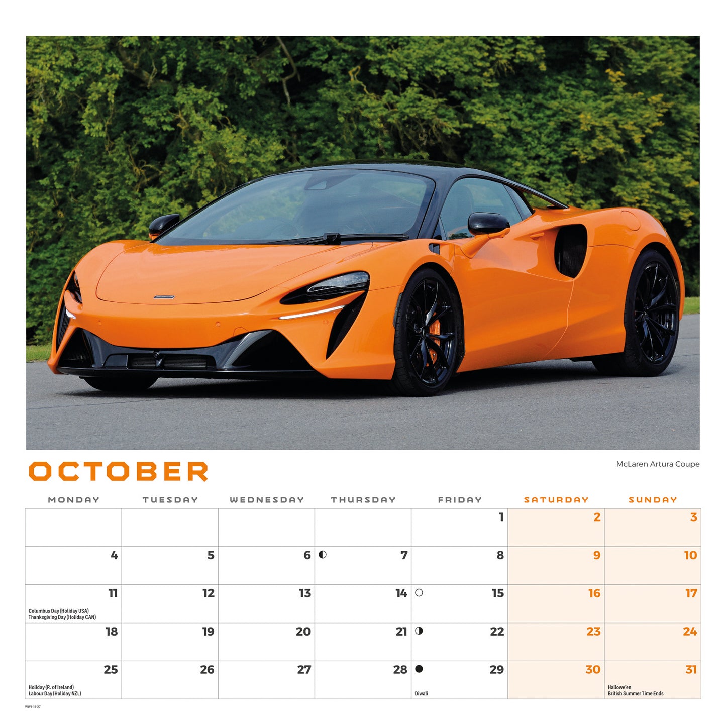 Dream Cars Wiro Wall Calendar 2027