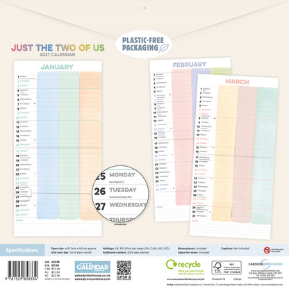 Just the Two of Us Planner Wall Calendar 2027