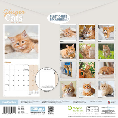 Ginger Cats Wall Calendar 2027