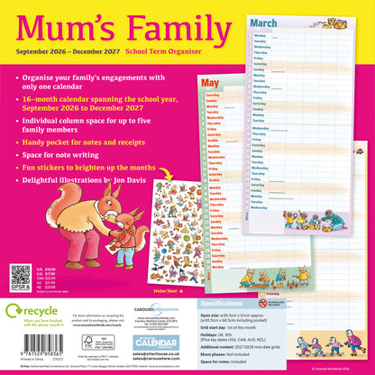 Mums Family Organise Planner Wall Calendar 2027