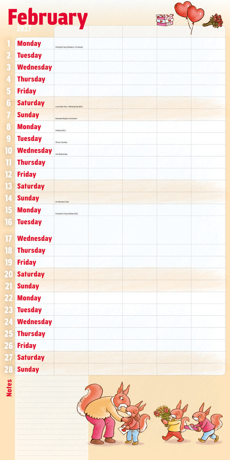 Mums Family Organise Planner Wall Calendar 2027