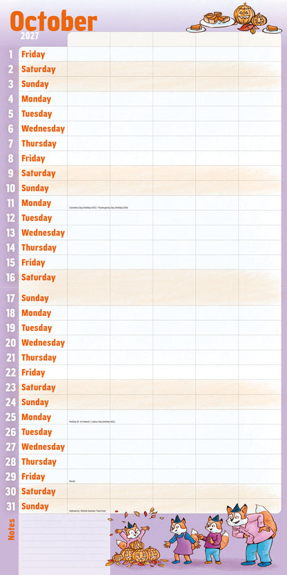 Mums Family Organise Planner Wall Calendar 2027