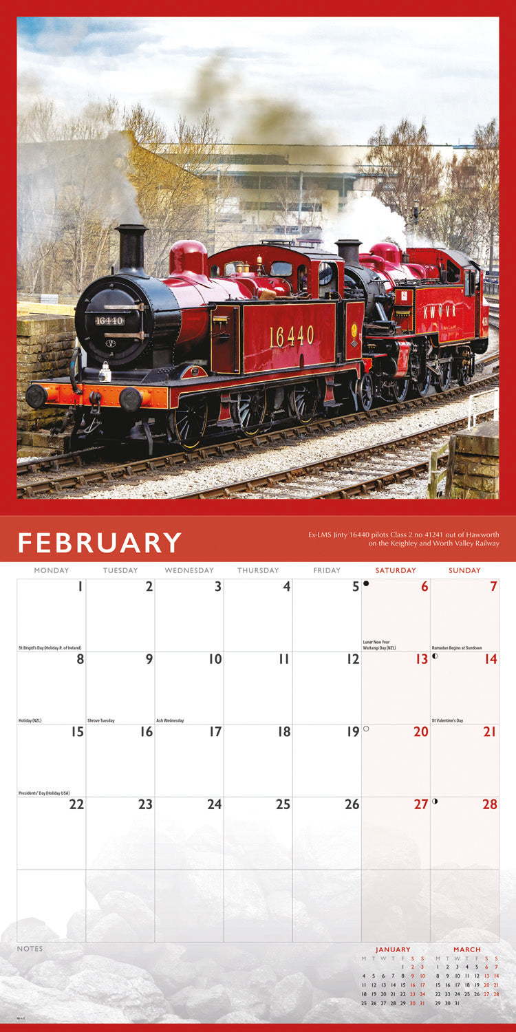 Steam Railway Wall Calendar 2027