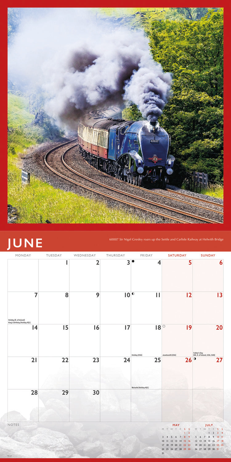 Steam Railway Wall Calendar 2027