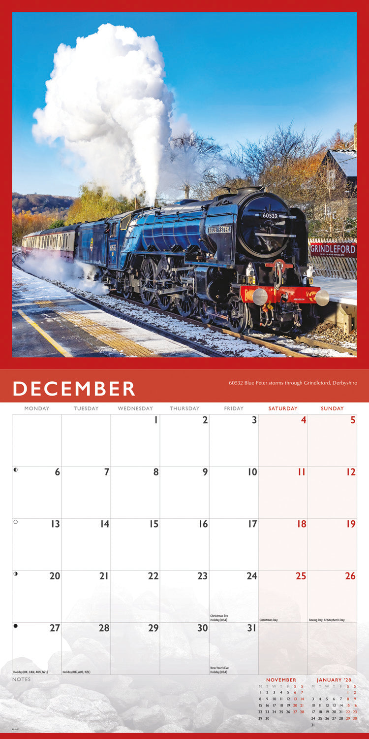Steam Railway Wall Calendar 2027