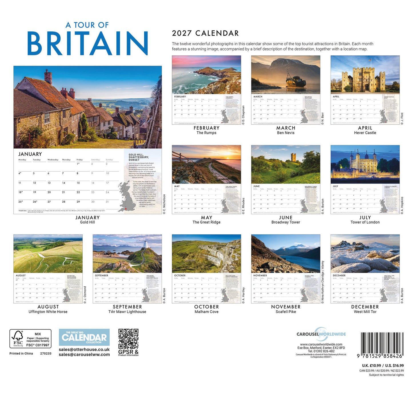 Tour of Britain, A Wiro Wall Calendar 2027