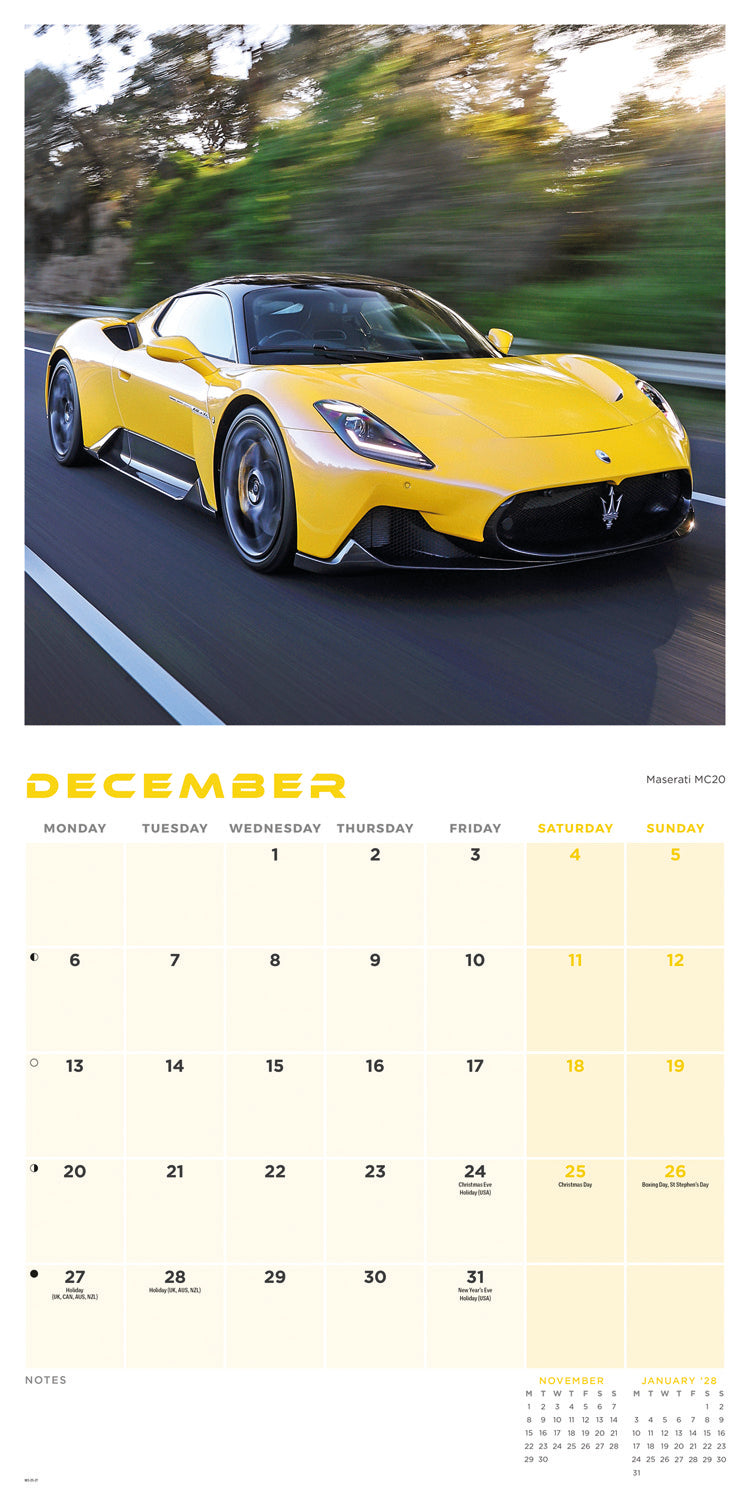 Supercars Wall Calendar 2027