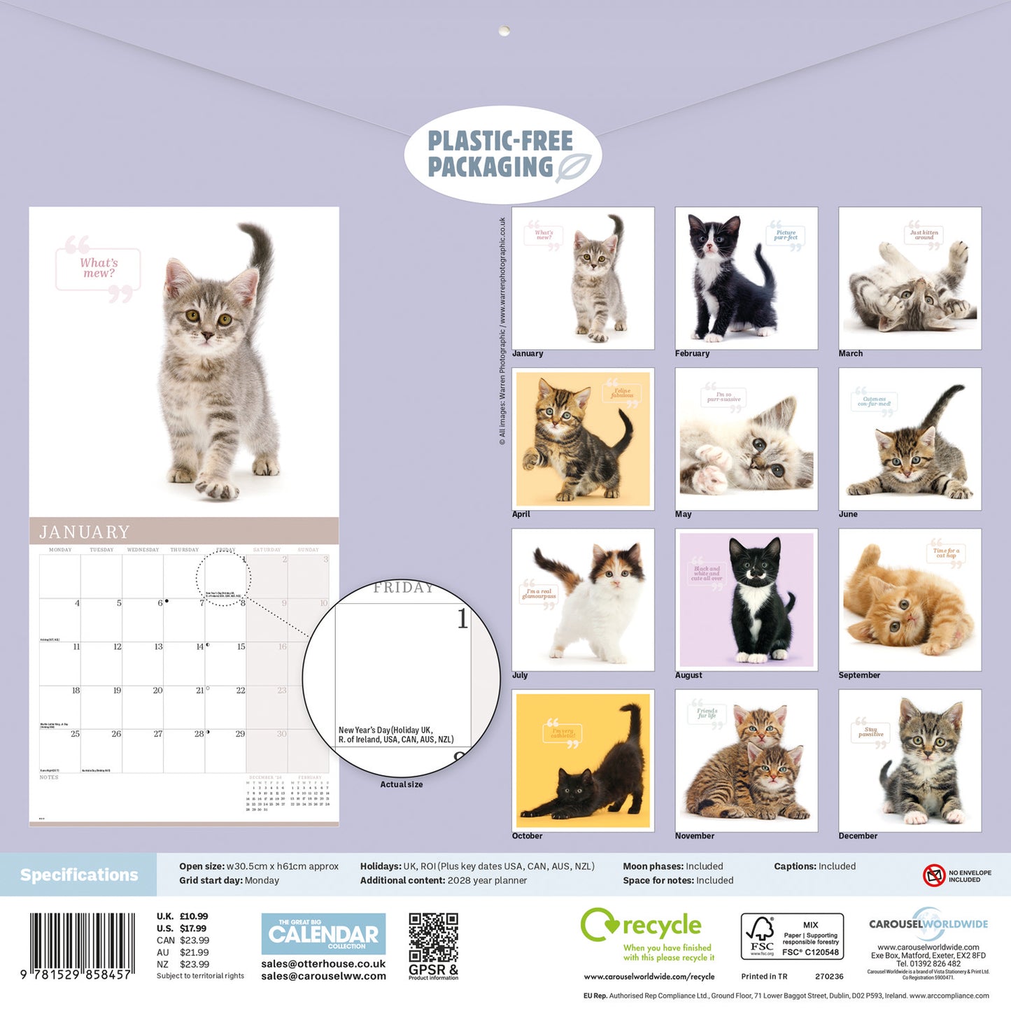 Cute Cats Wall Calendar 2027