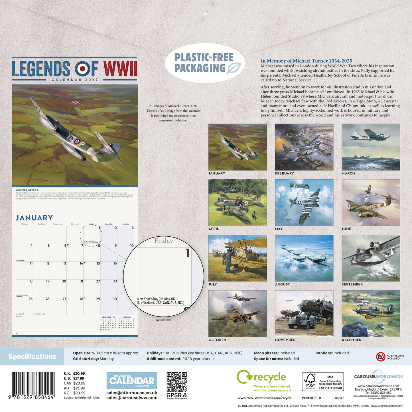 Legends of WWII Wall Calendar 2027