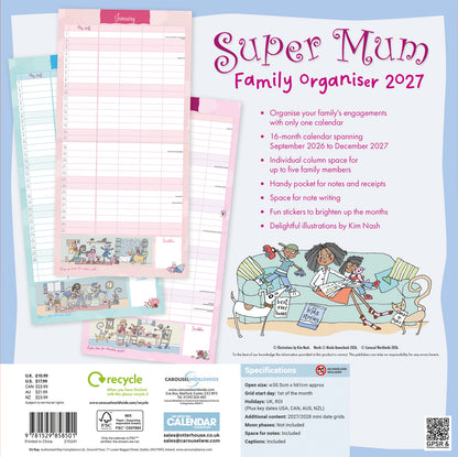 Super Mum, Kim Nas Planner Wall Calendar 2027