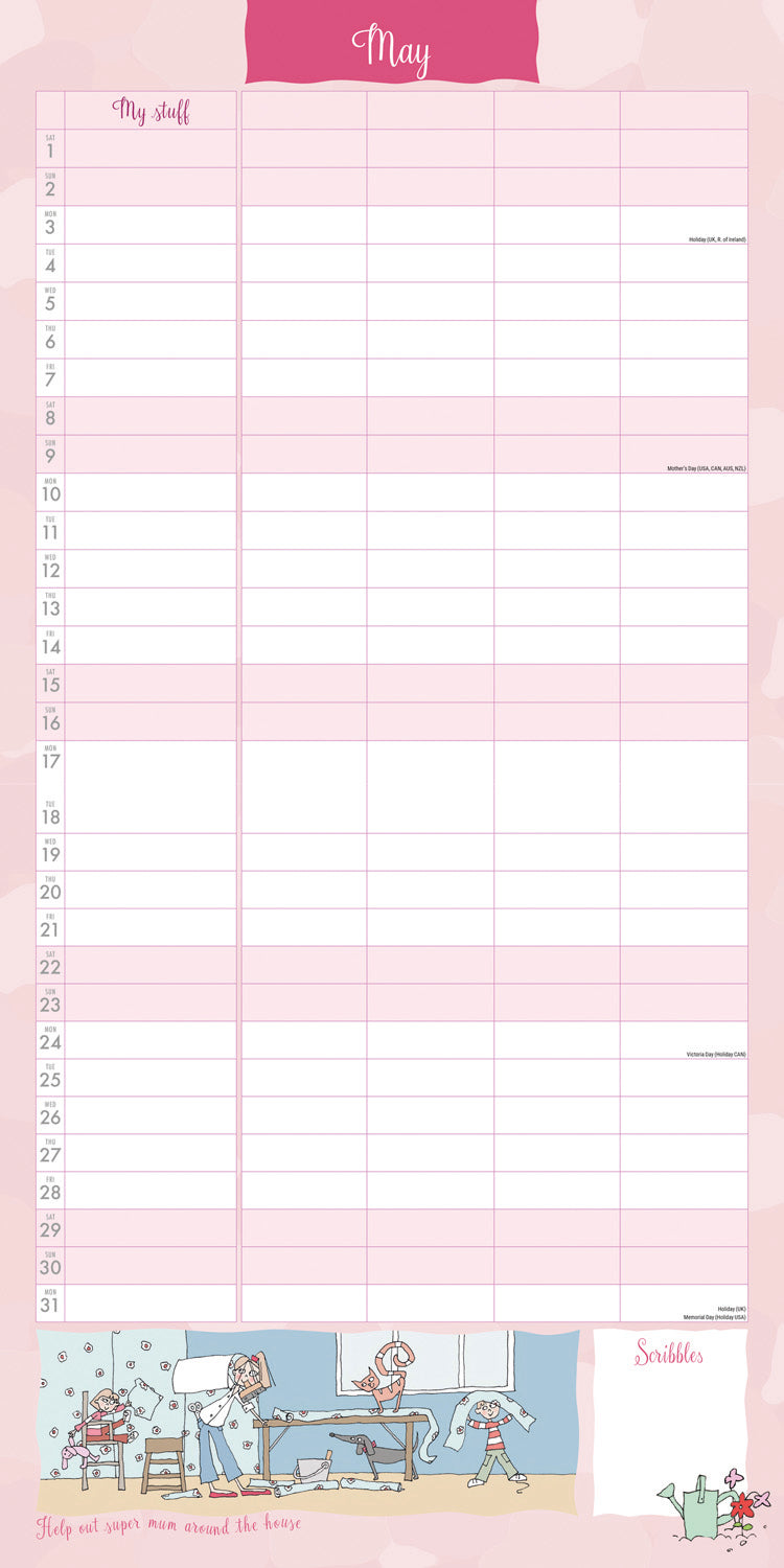 Super Mum, Kim Nas Planner Wall Calendar 2027