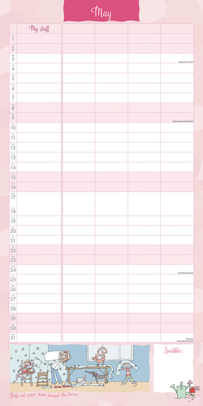 Super Mum, Kim Nas Planner Wall Calendar 2027
