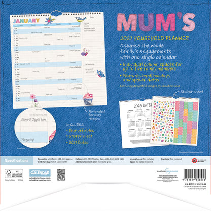 Mums Fabric Household Planner Wall Calendar 2027