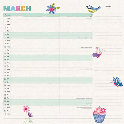 Mums Fabric Household Planner Wall Calendar 2027