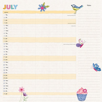 Mums Fabric Household Planner Wall Calendar 2027
