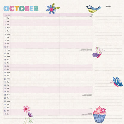 Mums Fabric Household Planner Wall Calendar 2027