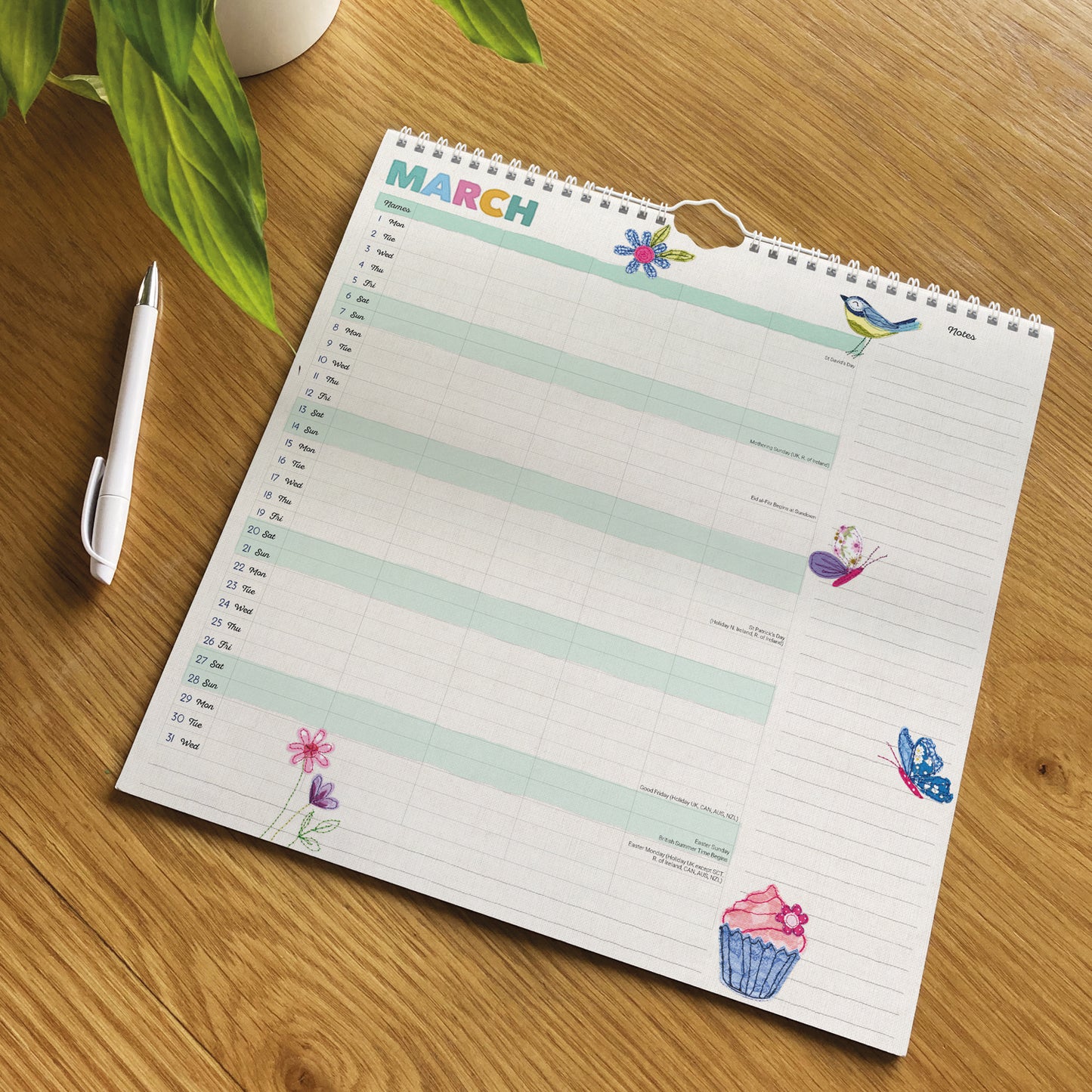 Mums Fabric Household Planner Wall Calendar 2027