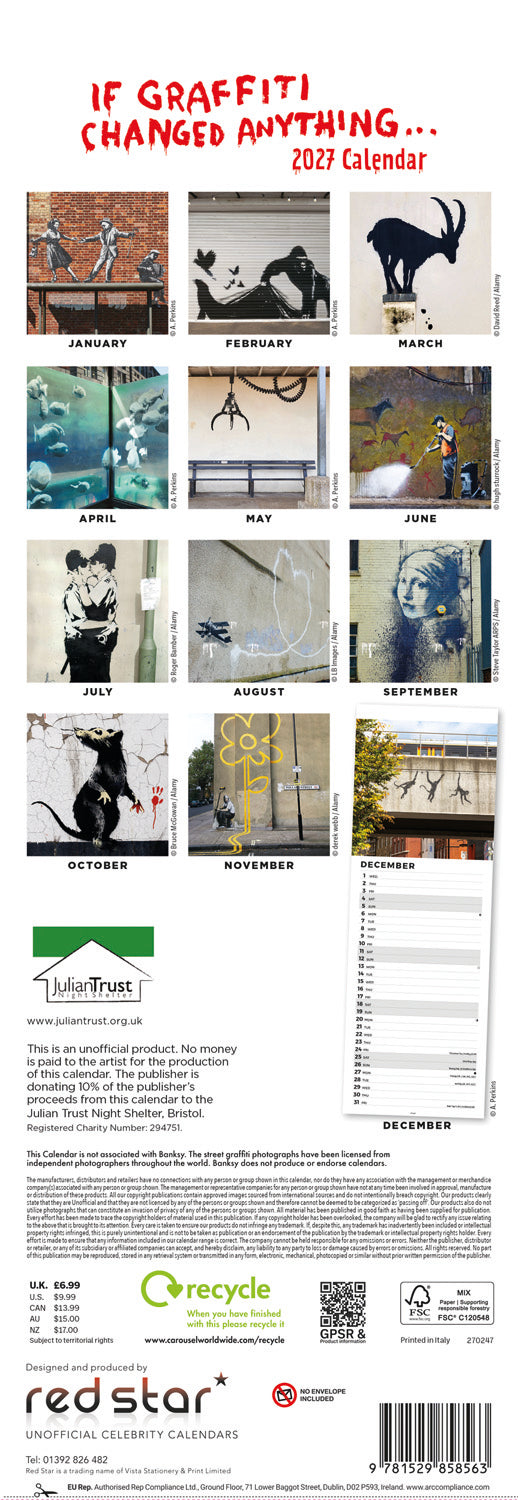 Banksy, If Graffiti Changed Anything Slim Calendar 2027