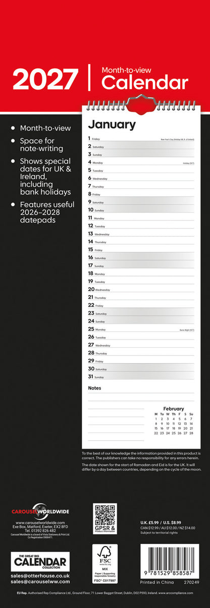 Essential Slim Calendar 2027