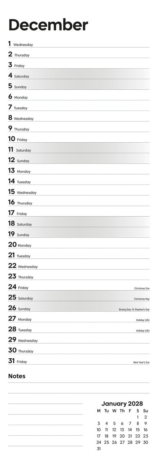 Essential Slim Calendar 2027