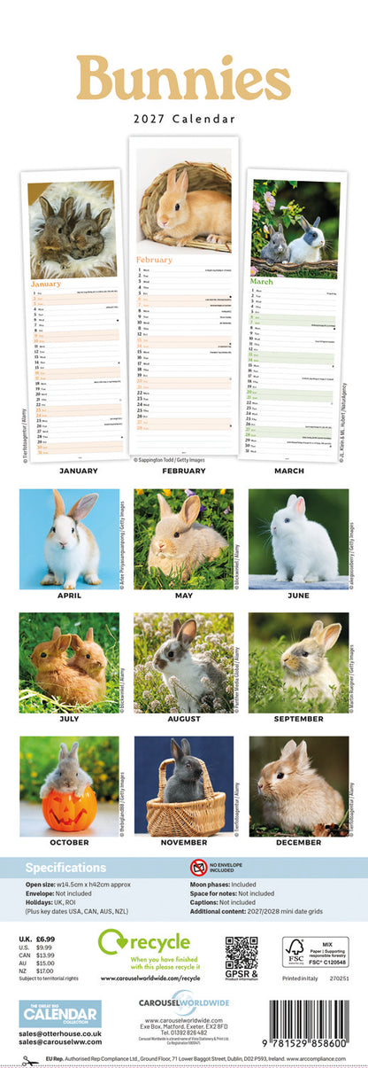 Bunnies Slim Calendar 2027