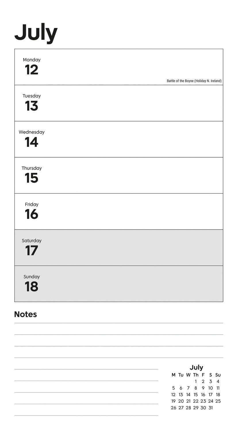 Essential Week-To-View Stubby Slim Calendar 2027
