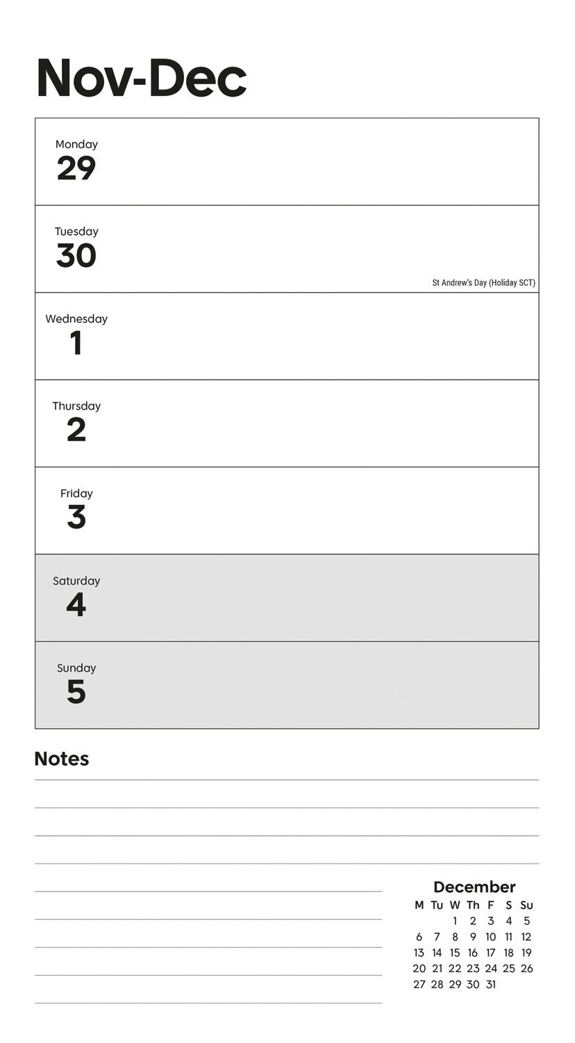 Essential Week-To-View Stubby Slim Calendar 2027