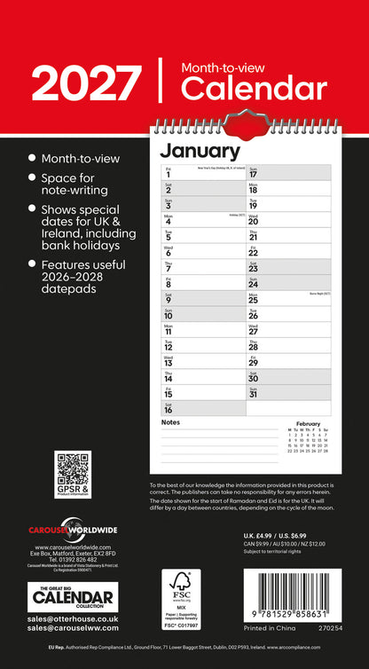Essential MTV Stubby Slim Calendar 2027