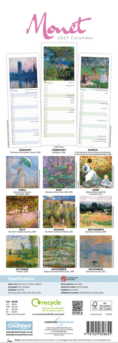 Monet Slim Calendar 2027