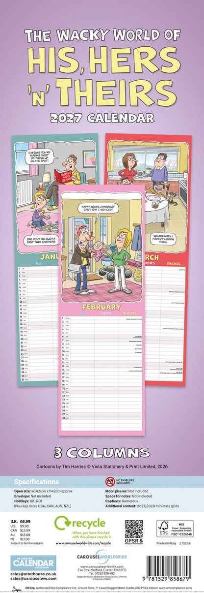 Wacky World of His, Hers and Theirs Planner Slim Calendar 2027