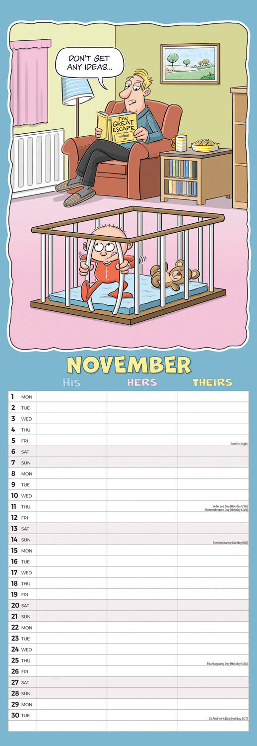Wacky World of His, Hers and Theirs Planner Slim Calendar 2027
