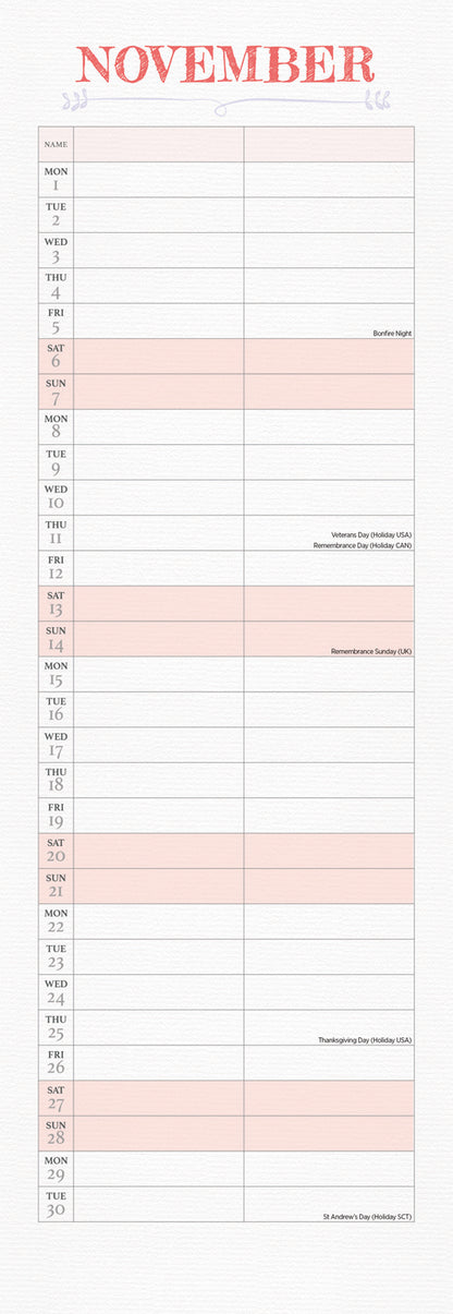 You and Me Planner Slim Calendar 2027