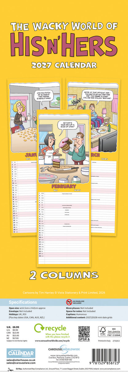 Wacky World of His n Hers Planner Slim Calendar 2027