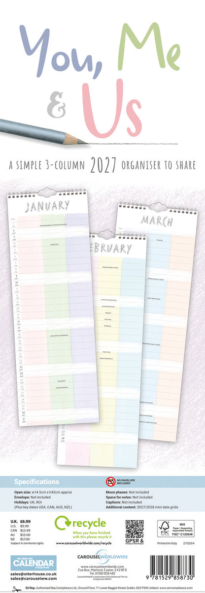 You, Me and Us Planner Slim Calendar 2027