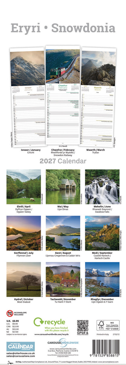 Snowdonia Slim Calendar 2027