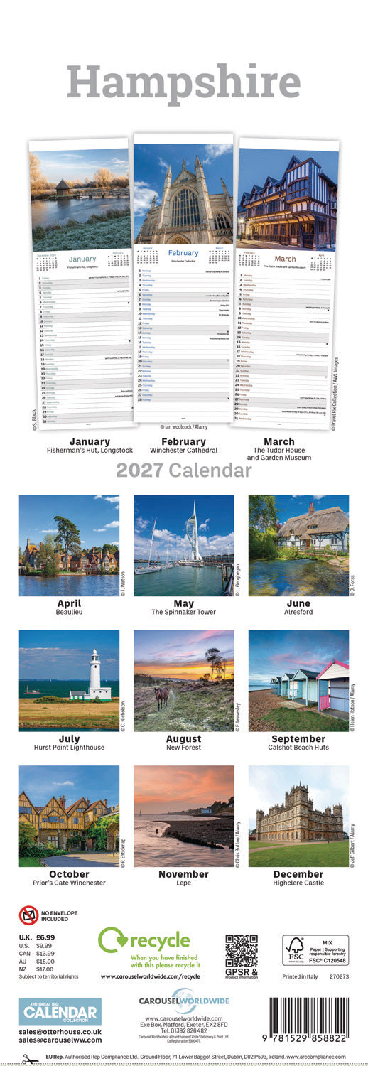 Hampshire Slim Calendar 2027