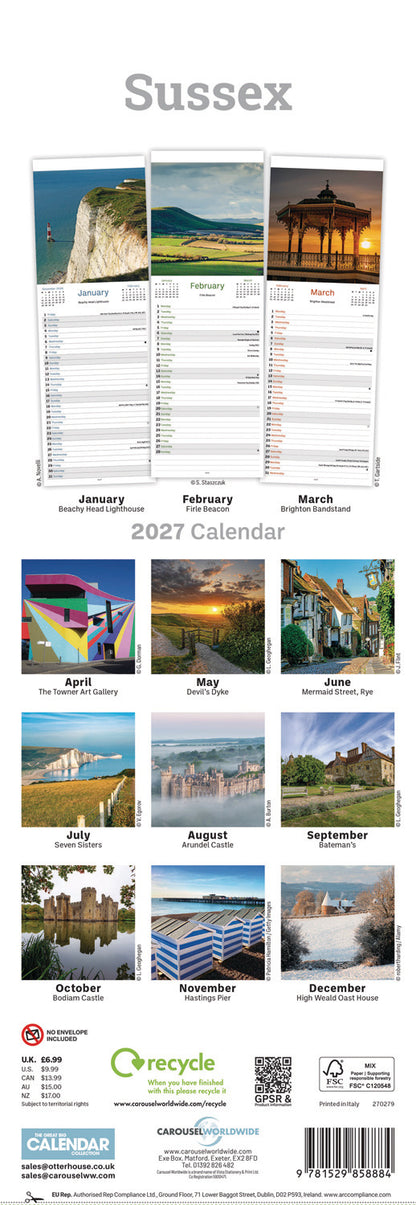Sussex Slim Calendar 2027
