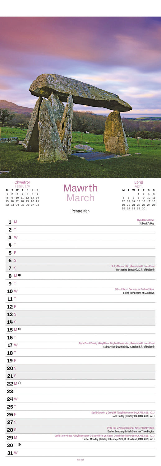 Wales Slim Calendar 2027