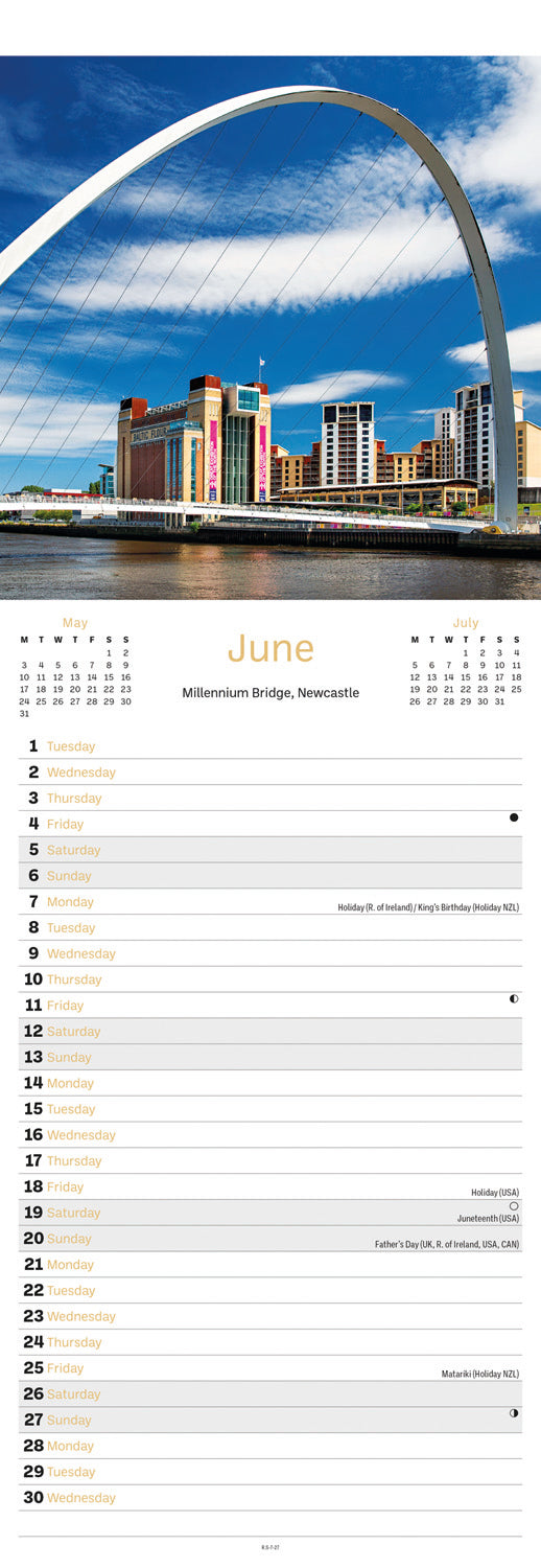 North East England Slim Calendar 2027