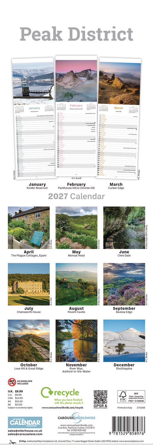 Peak District Slim Calendar 2027