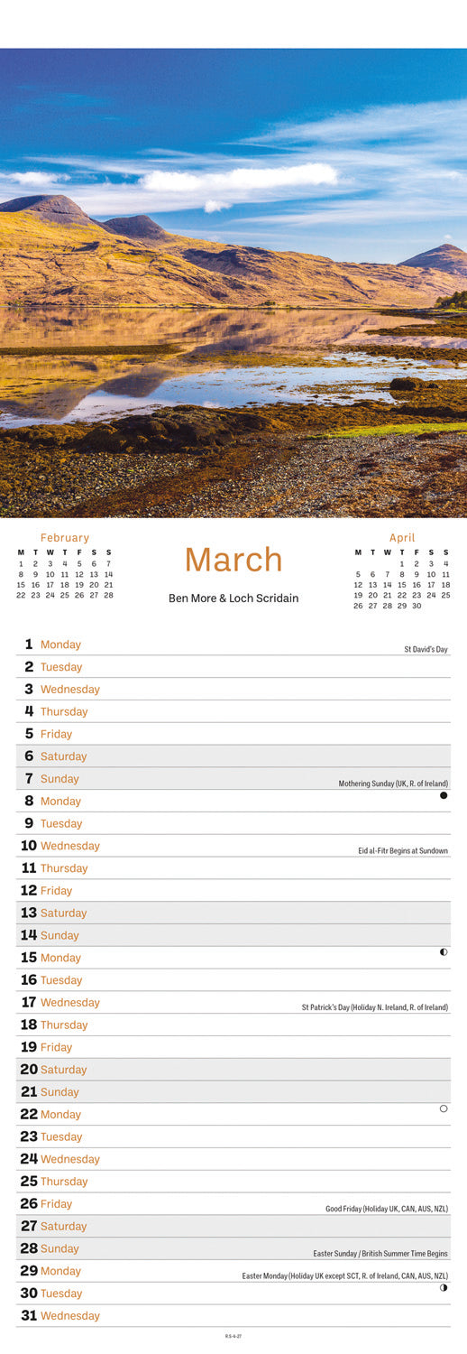 Scottish Mountains & Lochs Slim Calendar 2027
