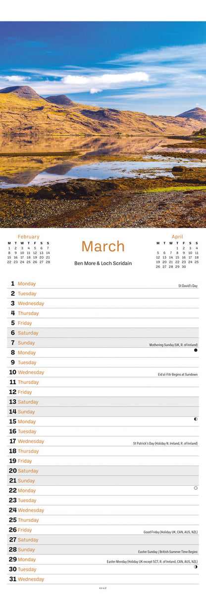 Scottish Mountains & Lochs Slim Calendar 2027