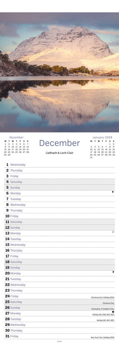 Scottish Mountains & Lochs Slim Calendar 2027