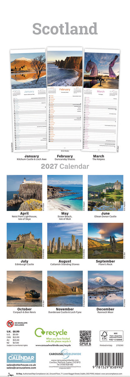 Scotland Slim Calendar 2027