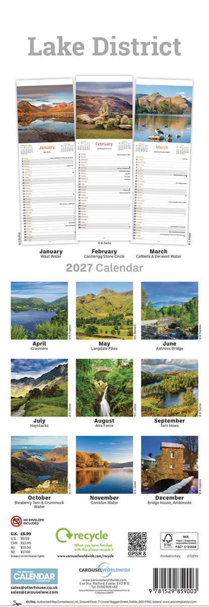 Lake District Slim Calendar 2027