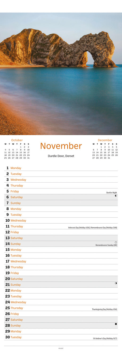 Coastline of Britain Slim Calendar 2027
