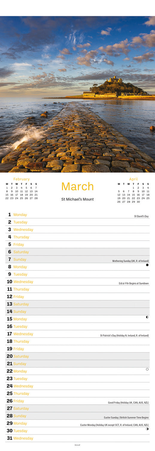 Cornish Coast Slim Calendar 2027