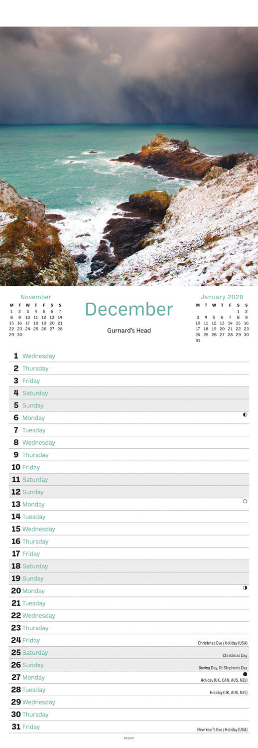 Cornish Coast Slim Calendar 2027
